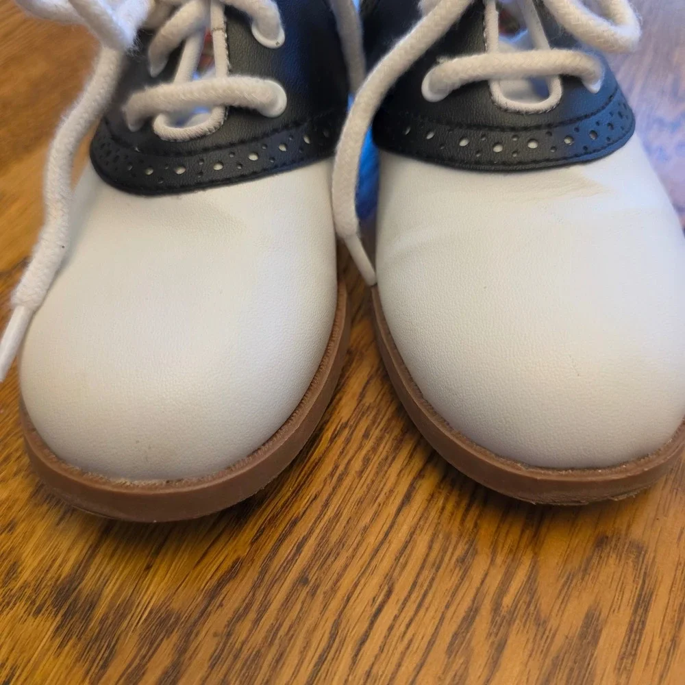Kids Sz 12.5 Black White Saddle Shoes Oxford Lace‎ Up School Uniform Dress Shoes